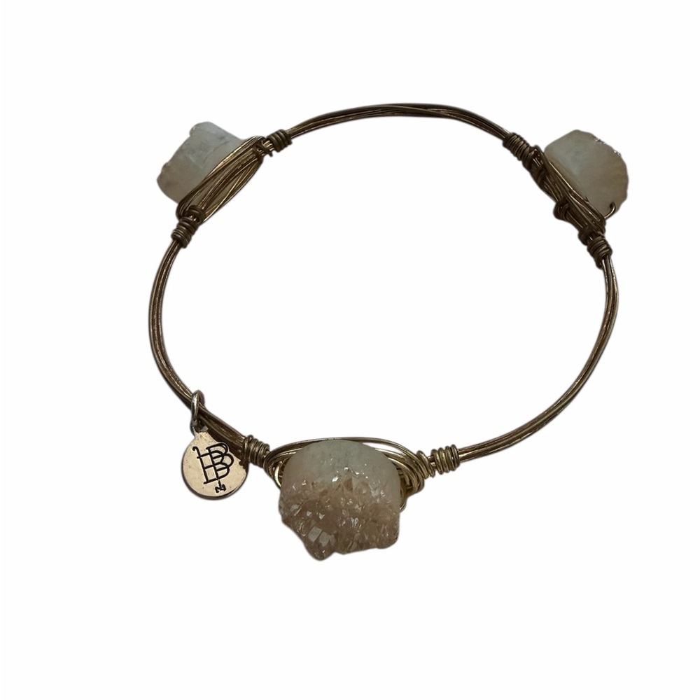 Champagne Geode Stone brass bangle Bracelet by Bourbon and Bowties